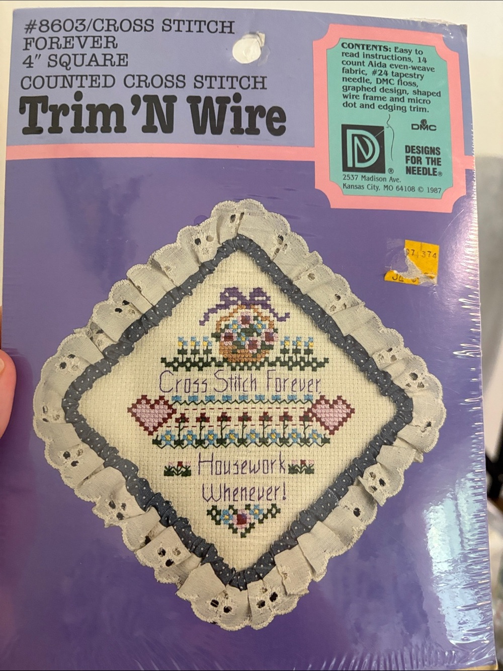 Trim 'N Wire Counted Cross Stitch Square - "Cross Stitch Forever" Kit